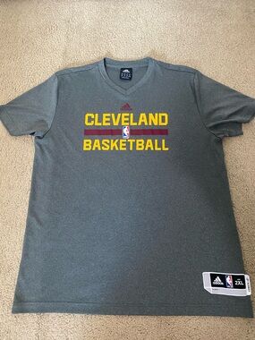 adidas Gray Cleveland Basketball Tee with Yellow & Maroon